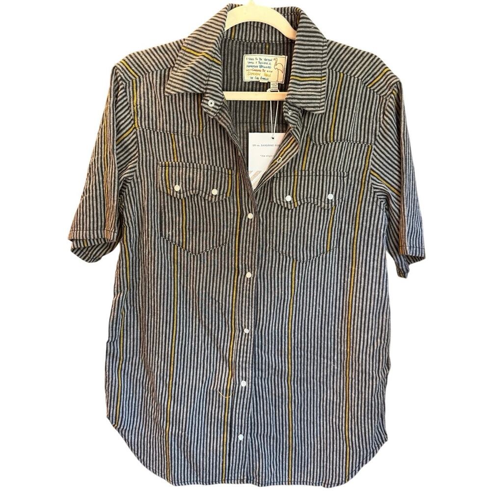 Sandrine Rose Western Pearl Snap Top Size Small